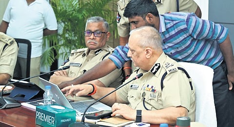 Director General of Police Harish Kumar Gupta launching a completely automated and digitalised welfare loan processing system for police personnel.