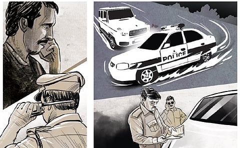 The police intercepted the SUV, rescued Gowda, and arrested the six suspects