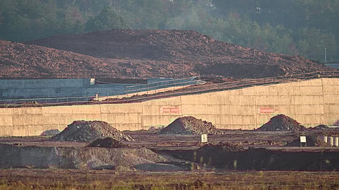 In this photo taken on November 21, 2025, a view of the under-construction Rare Earth Industrial Park is seen in Anyuan county, Ganzhou, in eastern China's Jiangxi province.