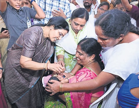 NTR Memorial Trust Managing Trustee Nara Bhuvaneswari inaugurated a free mega health camp at Rampachodavaram in ASR district on Sunday.