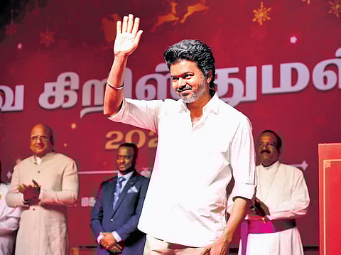 TVK chief Vijay at ‘Samathuva Christmas’ celebrations in Mahabalipuram