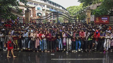 Fans gathered outside the M Chinnaswamy Stadium in Bengaluru to celebrate RCB's title triumph in June