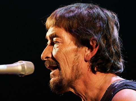 British rock musician Chris Rea performs during his first German concert of “The Return of the Fabulous Bluenotes” tour in Munich, Germany, on Feb. 7, 2008.