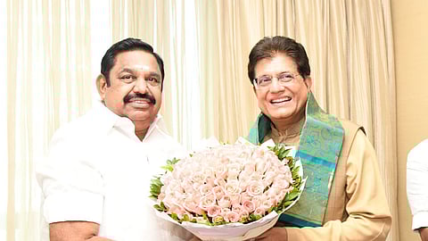 Piyush Goyal commenced a crucial meeting with AIADMK general secretary Edappadi K Palaniswami today.