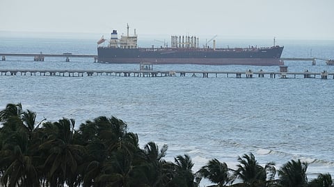 Evana, an oil tanker, is docked at El Palito port in Puerto Cabello, Venezuela, Sunday, Dec. 21, 2025.