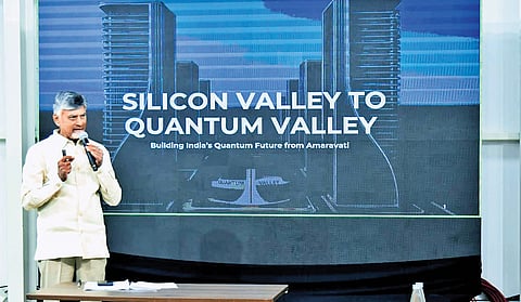 CM Nara Chandrababu Naidu during the Quantum Talk by CM CBN programme on Tuesday.