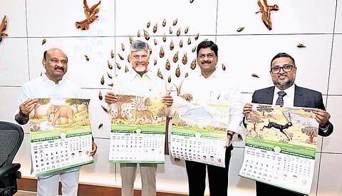 Chief Minister Nara Chandrababu Naidu releases the Assembly Secretariat 2026 calendar and diary on Tuesday.