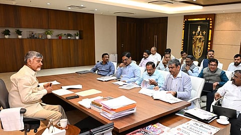 Chief Minister N Chandrababu Naidu holds a review meeting on Swarnandhra 2047 at the Secretariat in Velagapudi.