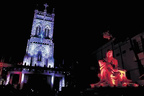 A light show was organised as Christians offer prayers on the occasion of Christmas at St Mary’s Basilica in Secunderabad on Thursday.