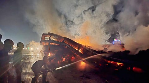 The accident occurred late Thursday night near the Pakka Bagh overbridge on National Highway-2.