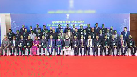 Prime Minister Narendra Modi with Chief Secretaries of various states and Union Territories on Saturday.