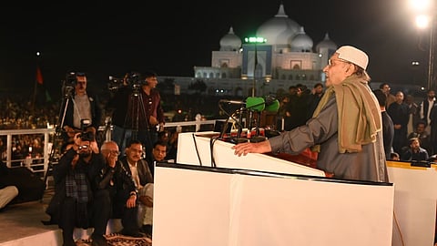 Pakistani President Asif Ali Zardari addressing a gathering in Garhi Khuda Bakhsh.
