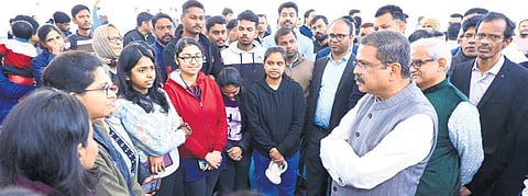 Union Education Minister Dharmendra Pradhan interacting with students at NIT-Rourkela