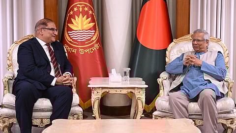 High Commissioner of Pakistan to Bangladesh, Imran Haider, on Sunday paid a courtesy call on Chief Adviser Professor Muhammad Yunus at the State Guest House in Dhaka.