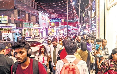 Crowds on Brigade Road ahead of New Year celebrations
