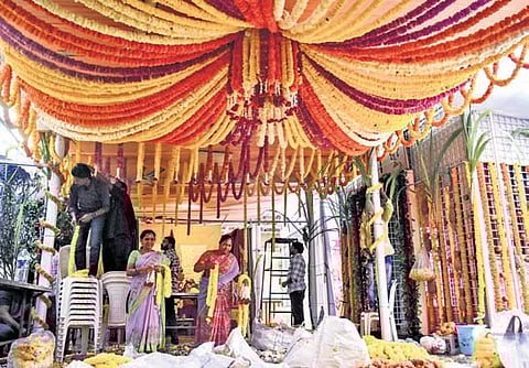 Arrangements for the Vaikunta Dwara Sarva Darsanam on the occasion of Mukkoti Ekadasi at TTD run Sri Venkateswara Swamy Temple in Punnamithota of Vijayawada, on Monday
