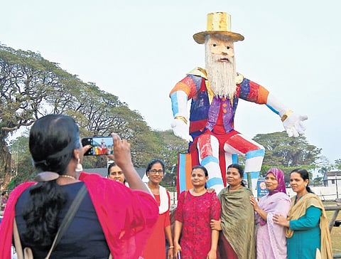 People gather to take selfie with Pappanji at Veli Ground in Kochi, reflecting the festive mood in the city