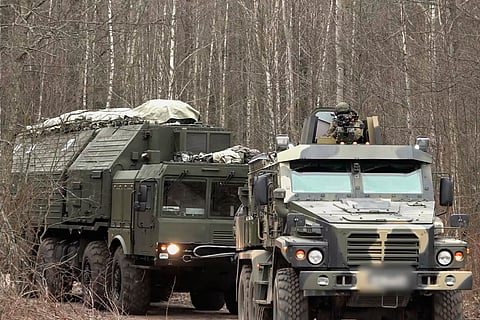In this image made from video provided by the Russian Defence Ministry Press Service on Monday, Dec. 29, 2025, a Russian Oreshnik missile system is seen during a training in an undisclosed location in Belarus.