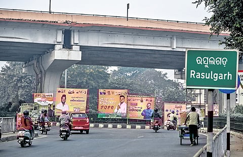 Illegal posters installed at Rasulgarh roundabout in Bhubaneswar | DEBADATTA MALLICK