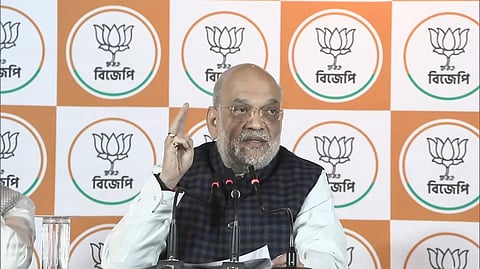 Union Home Minister Amit Shah addressing press in Kolkata.