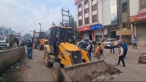After the deadline expired on December 31, the administration launched the encroachment removal drive on Friday under heavy police deployment.