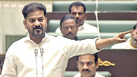 Chief Minister A Revanth Reddy speaks during the day 2 of the Seventh Session of Telangana Assembly on Friday