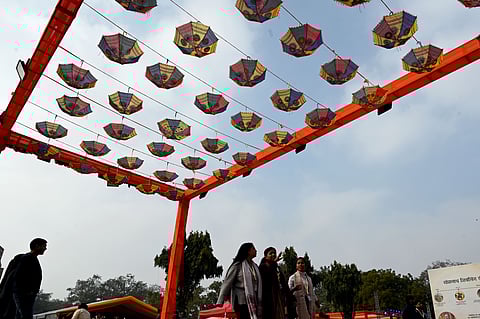 Clean blue skies seen over the City, on January 2, 2026 in New Delhi