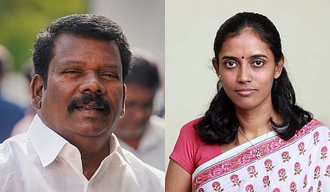 TNCC chief K Selvaperunthagai (left) and MP S Jothimani.