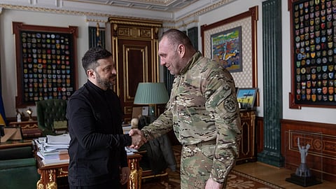 Ukrainian President Volodymyr Zelensky with Vasyl Maliuk.