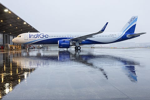Indigo's new aircraft Airbus A321XLR arrived at Indira Gandhi International Airport, Delhi.