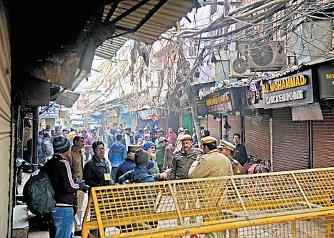 Tension prevailed and security was tightened in nearby lanes of Old Delhi as the MCD carried out a demolition drive to remove unauthorised structures on Wednesday.