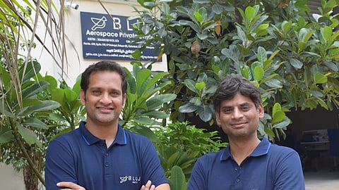 Maruthi Amardeep Sri Vatsavaya & Utham Kumar Dharmapuri, co-founders of BluJ Aerospace Private Limited