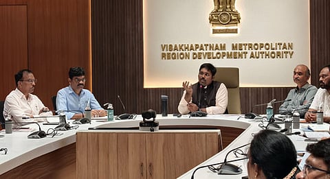VMRDA Commissioner N Tej Bharat held a meeting at VMRDA Conference Hall in Visakhapatnam on Thursday.