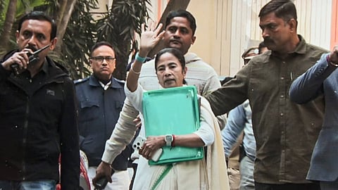 West Bengal Chief Minister Mamata Banerjee during her address to the media, in Kolkata, Thursday, Jan. 8, 2026. Banerjee on Thursday alleged that ED officials were attempting to seize TMC's hard disks, internal documents and sensitive organisational data during a search operation at the residence of I-PAC chief Prateek Jain.