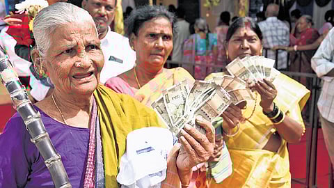 The Pongal gift hamper, launched by CM M K Stalin at a fair price shop in Chennai on Thursday, includes Rs 3,000 cash along with festival essentials.