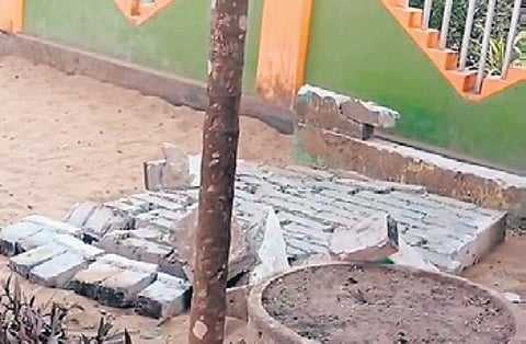 Sources said Prahlad was playing in the school playground when the plaque collapsed on him.