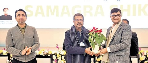 Union Minister Dharmendra Pradhan at Samagra Shiksha consultation meeting.