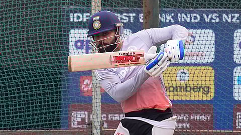 Virat Kohli during a practice session ahead of the first ODI match between India and New Zealand in Vadodara, Gujarat on Friday.