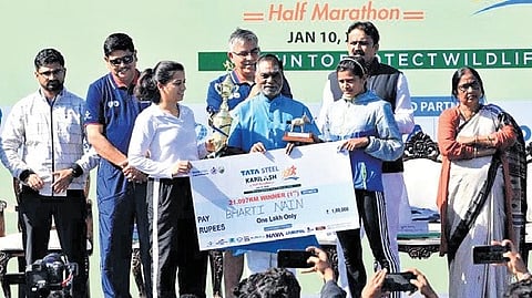 Bharti Nain from Haryana secured victory in the women’s 21 km race