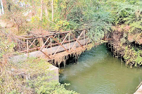 Drainage water enters the drinking water supply canal located at Nalgonda.( Drinking water canal)