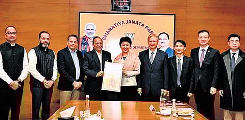 A delegation of the Communist Party of China at the BJP headquarters in New Delhi