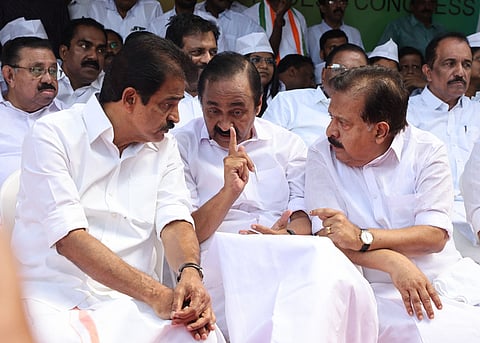 AICC General Secretary KC Venugopal MP,Opposition leader VD Satheesan and senior leader Ramesh Chennithala