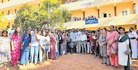 The Yakshagana team of SKVHSS, Nandiyode, before starting its journey to Thrissur.