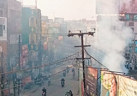 Smoke emanating from Ravenshaw Girls’ High School after open burning of waste