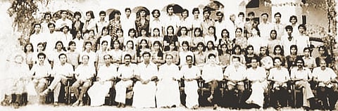Group photo of the first co-ed batch at SH College Thevara, in 1975.