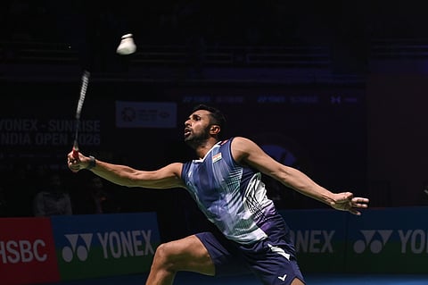 HS Prannoy during his match on Thursday
