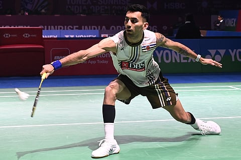 Lakshya Sen during his match against Kenta Nishimoto on Thursday