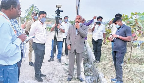 Top: Upa Lokayukta Justice K N Phaneendra during a surprise visit recently to the Aralalu Solid Waste Management Plant in Kanakapura. Scattered waste at the plant.