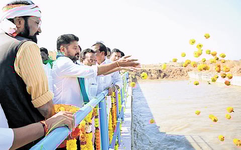 Chief Minister A Revanth Reddy inaugurates the Chanaka-Korata pump house on Friday