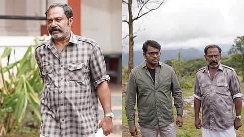 Saheer Mohammed (L), A still of Narain and Saheer Mohammed from the sets of Eko (R)